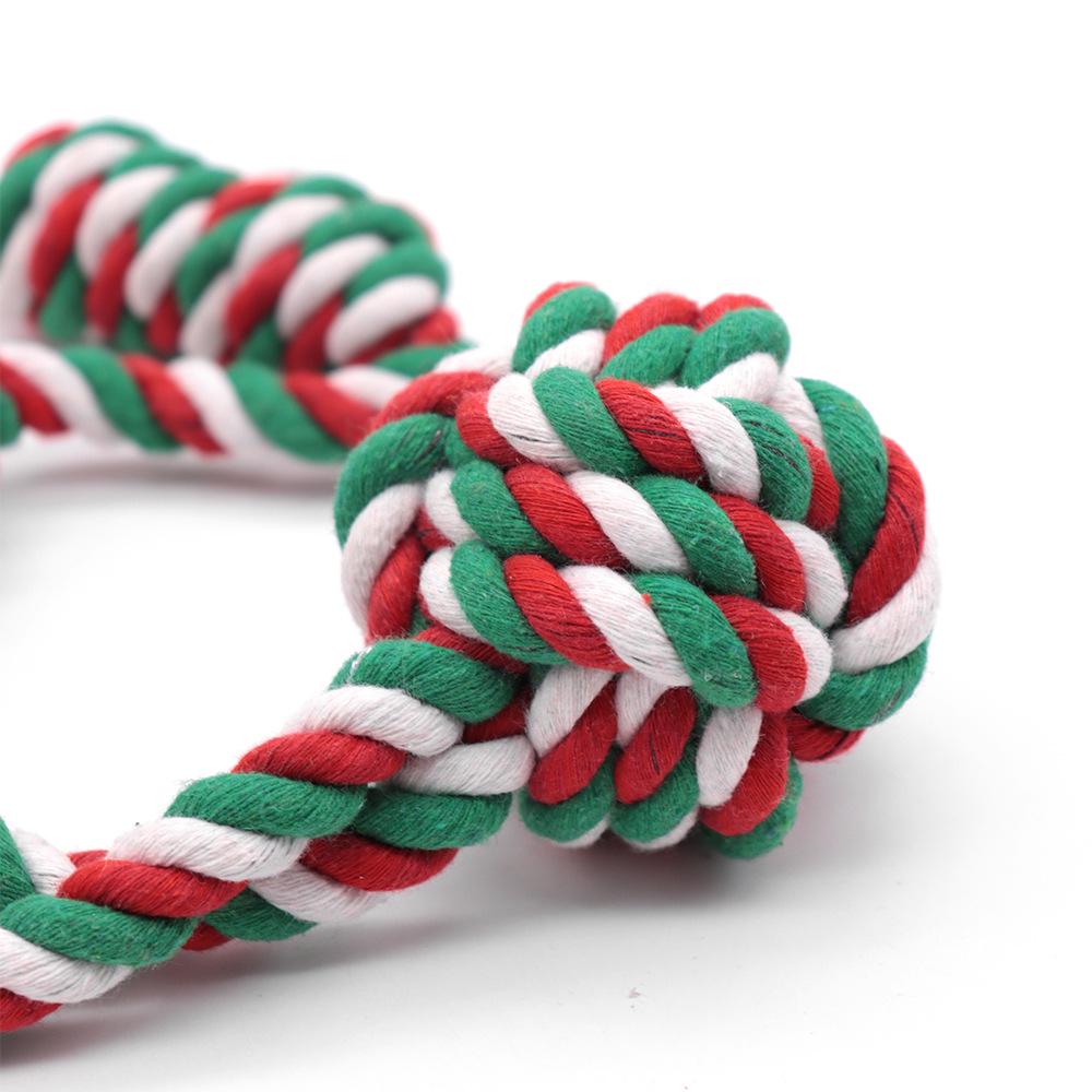 Christmas Cotton Rope Knot Toys - Bite-Resistant Teething Supplies for Dogs