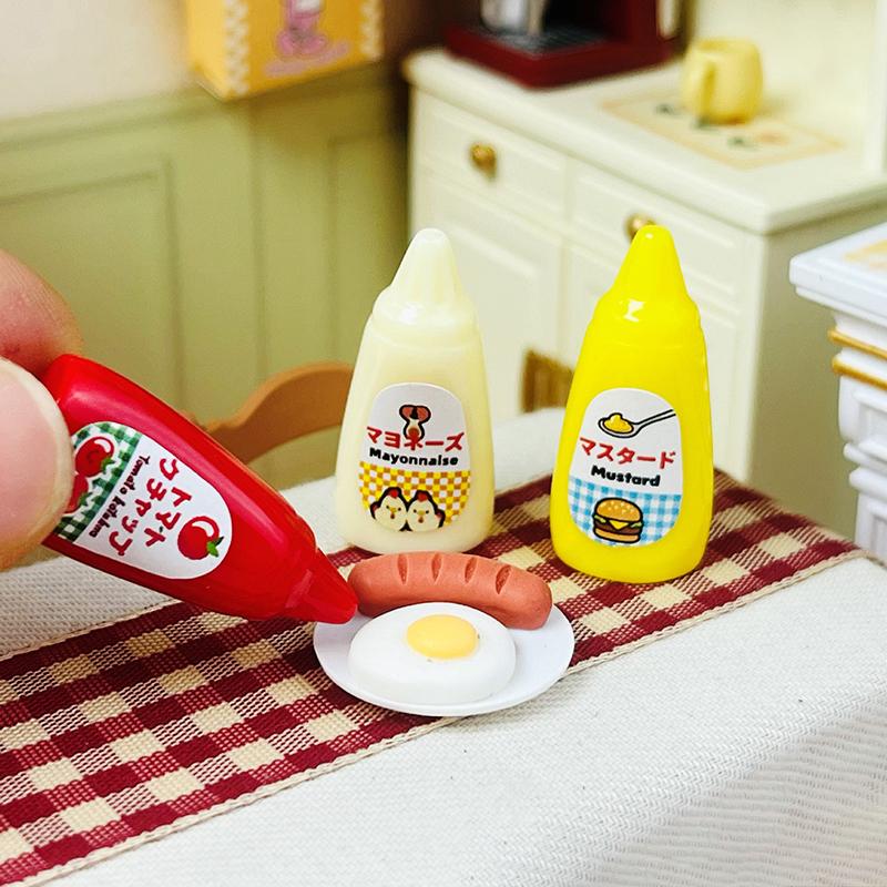 10Pcs Miniature Dollhouse Jam Mini Ketchup Pretend Play Food For Doll Decoration Accessories Toys