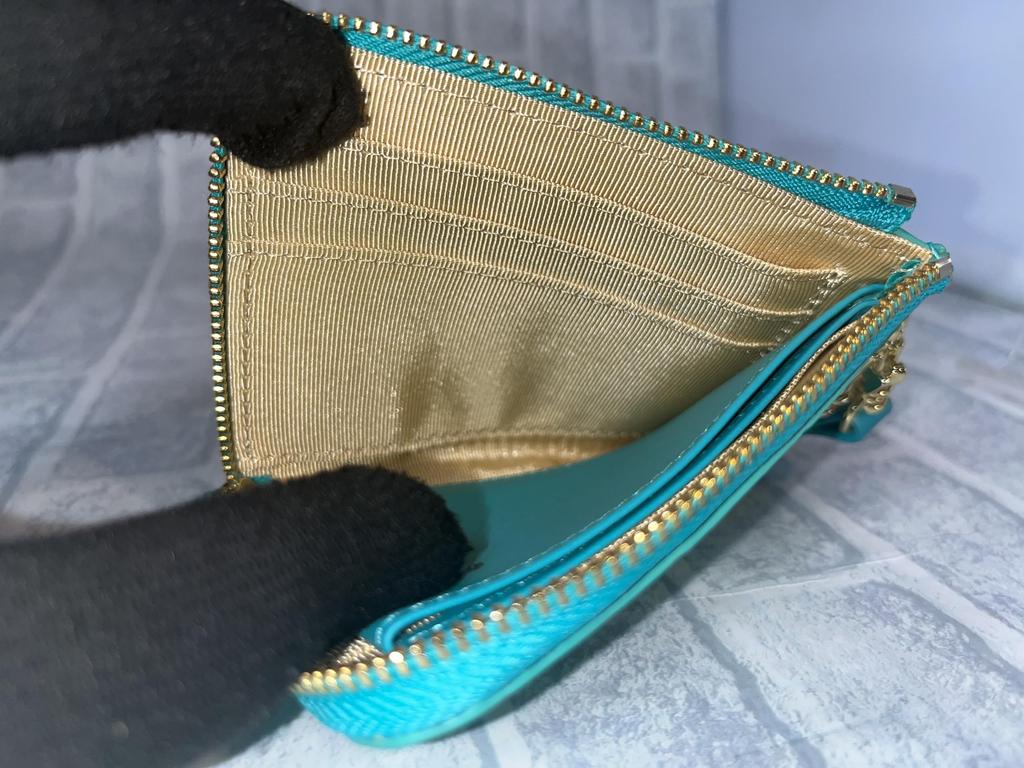 GUODI Mini Wallet with L-Shaped Zipper and Strap, Shining Crocodile Genuine Leather, HL-10101B-CRS (Turquoise Blue), Crocodile Leather Wallet, Mini