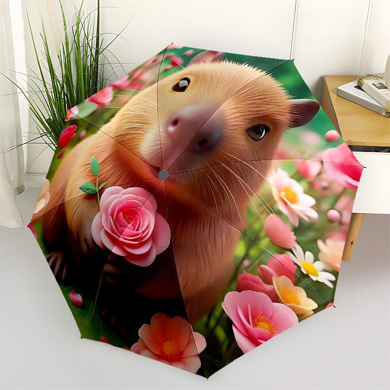 

Capybara Themed Travel Umbrella-8 Ribs Automatic Opening and Closing, Portable Folding Design, Compact and Stylish Umbrella Suitable for Out