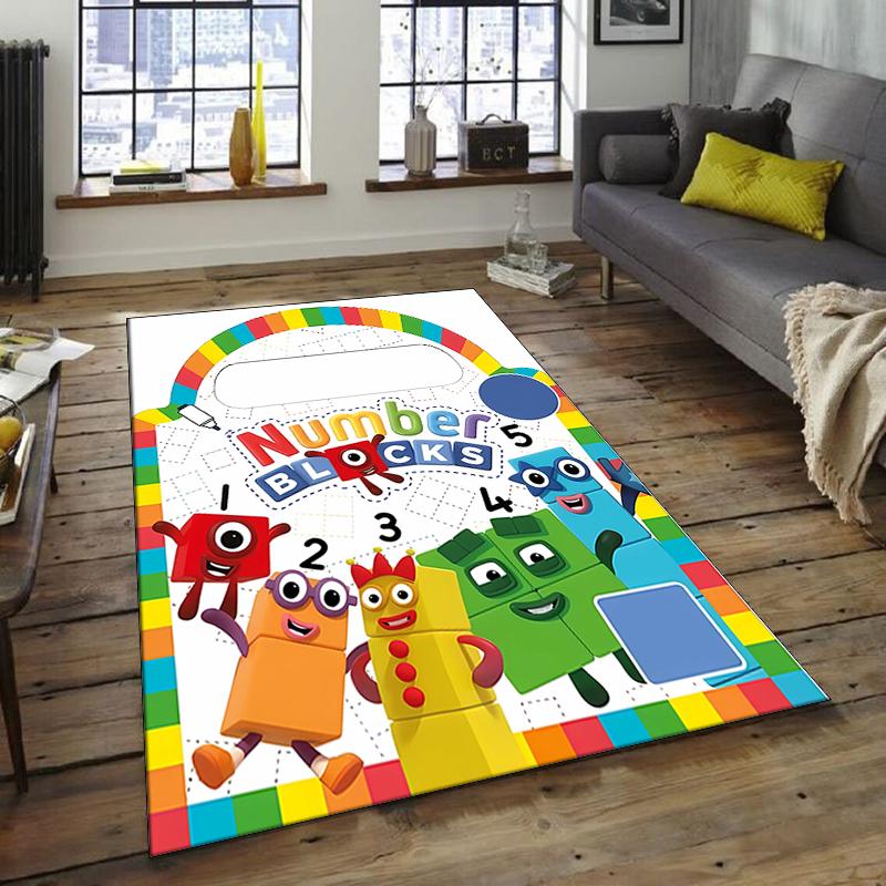 1pc 3D-Number-Blocks-Cartoon Design Area Rug - Non-Slip, Soft & Cozy Floor Mat for Living Room, Bedroom, Office - Indoor/Outdoor Decorative Carpet