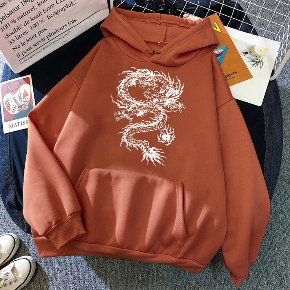 White Dragon Tattoo Stickers Legrační potisk Mikiny Unisex Podzim Pohodlné oblečení Volné Fleece Sportovní Pulovry Streetwear Unisex