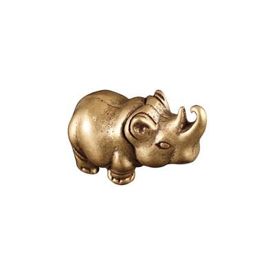 Sammlung chinesischer Messinggeschnitzter lebensechter Tierkreistier liebenswerter Ochse Ochse Moo-Kuh Rinder Nashorn Exquisite Dekorationsstatue
