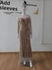 2025 Spring European & American Women's Hot Stamping Long-Sleeved Slim Evening Dress
