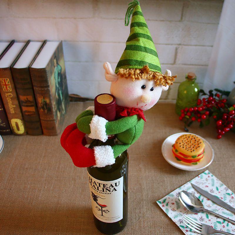 Snowman Christmas Santa Elf Wine Bottle Cover Table Party Decor Xmas Ornaments