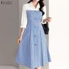 Women Casual Turn Down Collar Long Sleeve Stripe Patchwork Dress