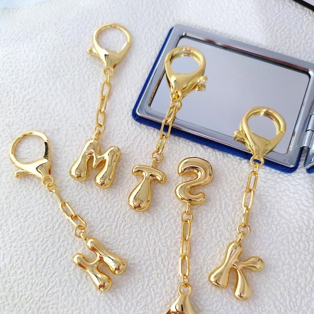 Portachiavi Ciondolo Lettere a Bolla Colore Oro 18K - Disponibili 26 Lettere Inglesi