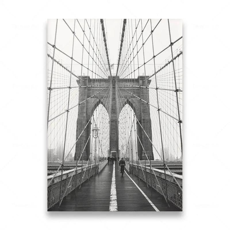Modern Retro Black White New York City Map Wall Art HD Canvas Print for Living Room Bedroom Decor Stylish Urban Landscape Pos