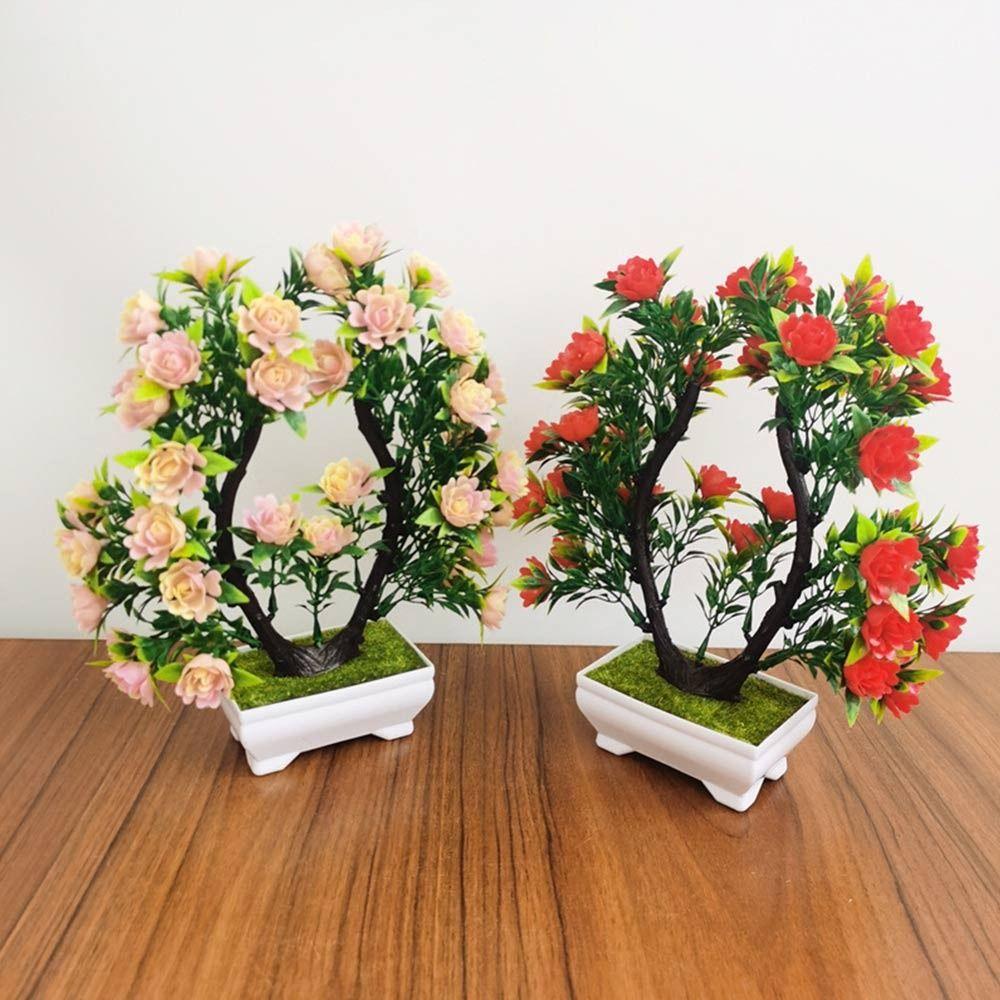 Multicolor Artificial Plants Bonsai Table Decoration Photography Props Fake Flowerpotted Plastic with Flowerpot