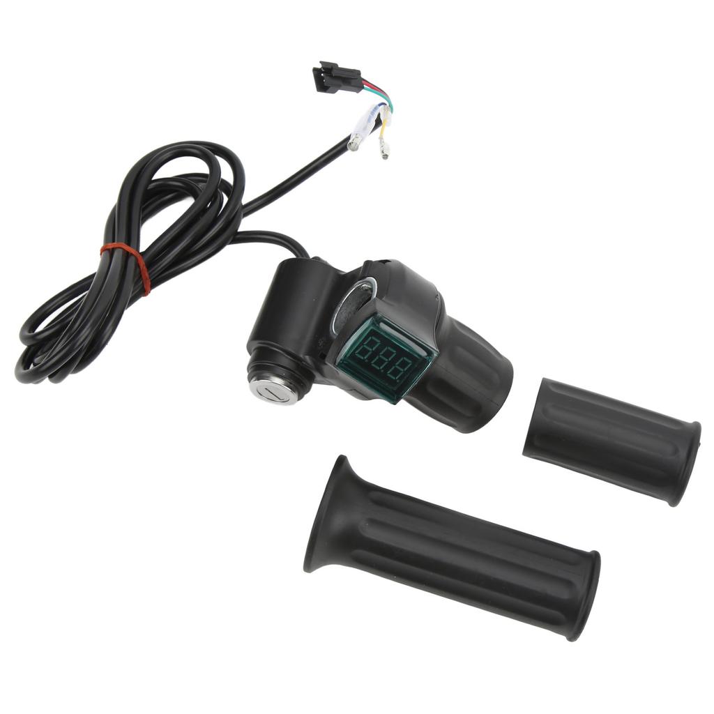 Juego de Puños Acelerador de Puño Giratorio para Bicicleta Eléctrica Universal Limitador de Velocidad con Pantalla Puño Derecho para