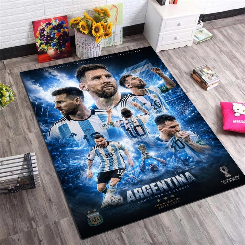 European Football Stars Collage With Champion Trophy Area Rug Non Slip Floor Carpet Soccer Fan Home Decor Mat