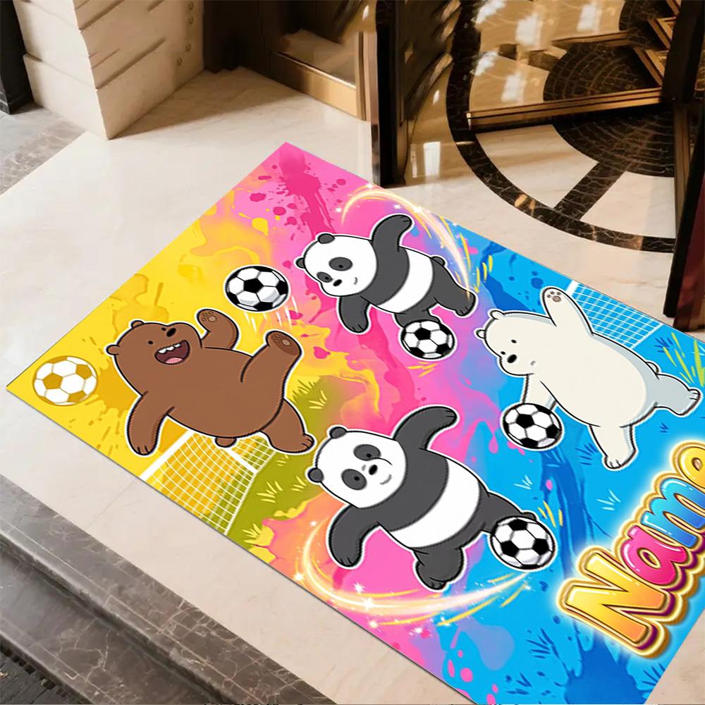 Blue Dog Soccer Fun Customize Text Floor Rug Office Rug Perfect for Balcony Entryway Kitchen Outdoor Anti-slip Rug Office Home Decor