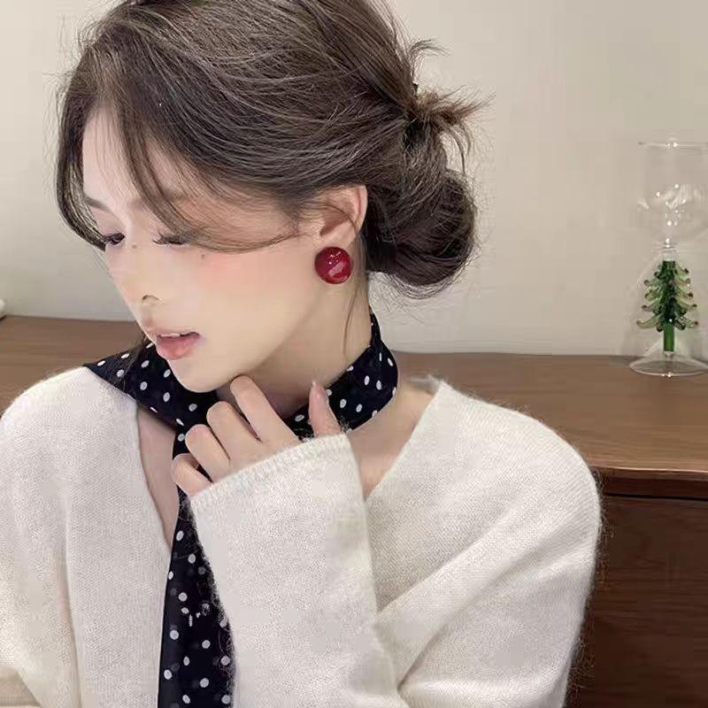 Elegant Half-Circle Steamed Bun Stud Earrings - Versatile French Classic Design for Women