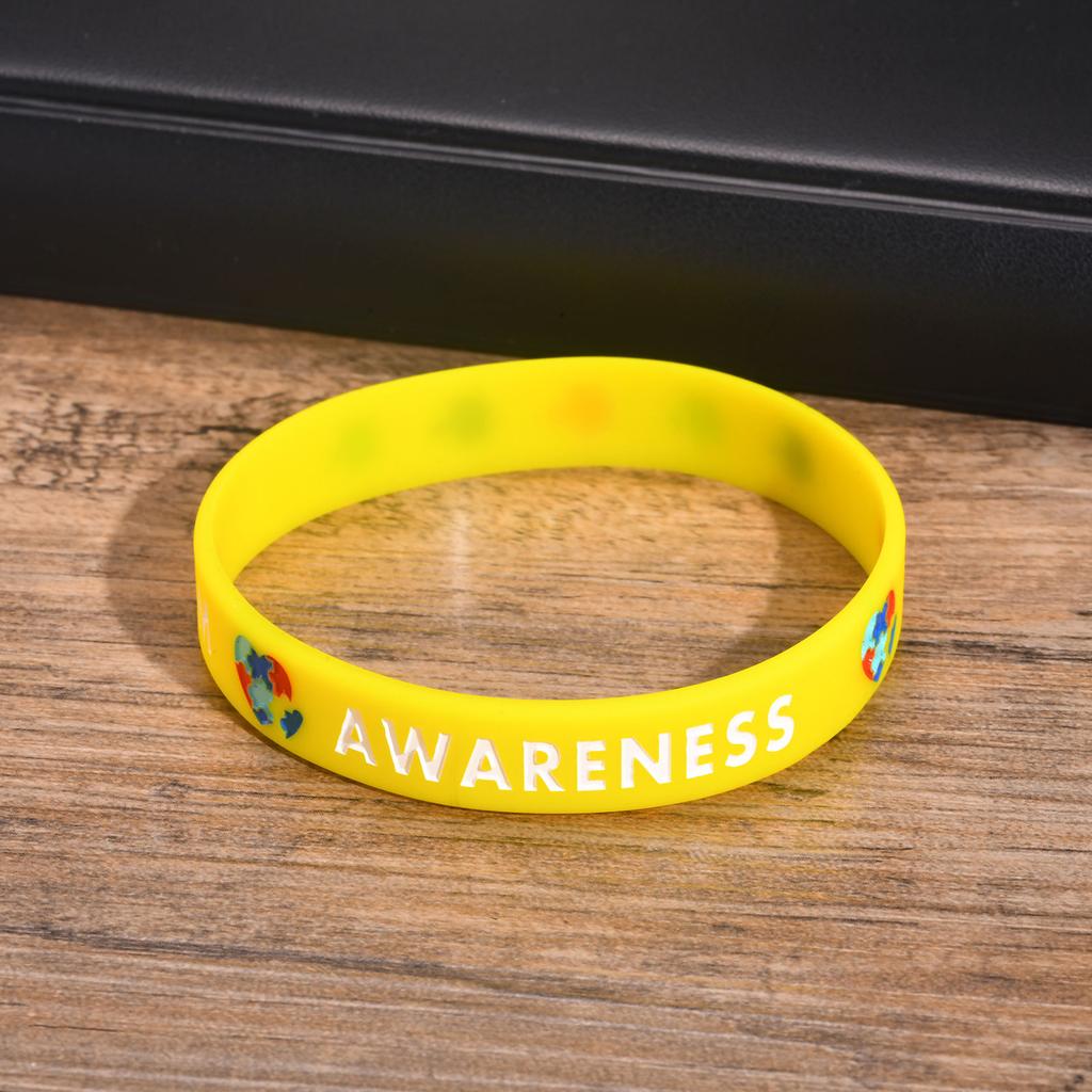 Autism Silicone Bracelets for Men Women, 12mm Soft Rubber Silicone Love Puzzle Autism Awareness Wristband,Sports Bangle