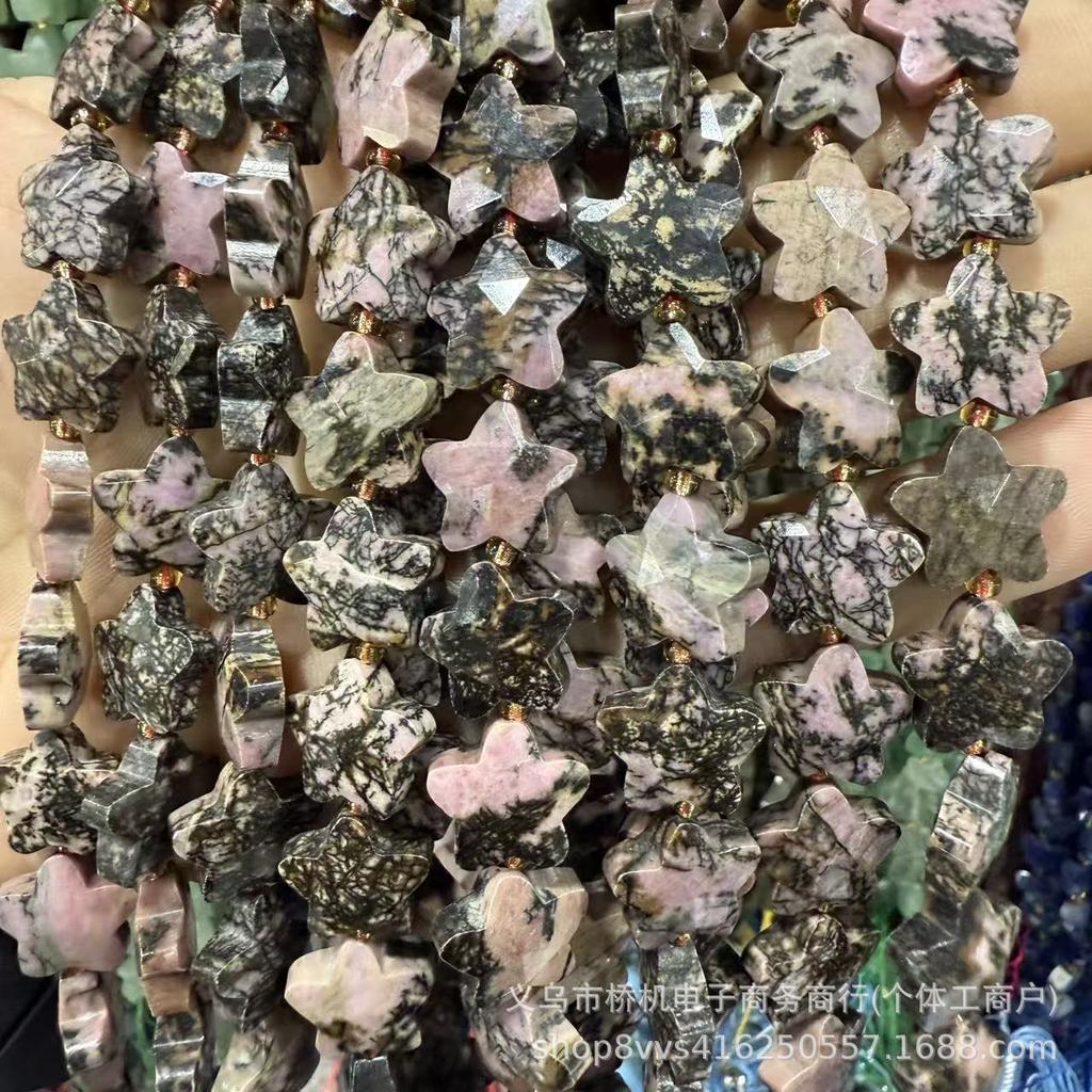 15×15mm Faceted Red Agate Rose Quartz Amethyst Pentagram Crystal Jewelry DIY Accessories