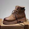 Winter new men's cotton boots Martin boots velvet thermal casual men's shoes in the picture