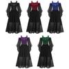 Halloween Gothic Dresses for Girls Butterfly Sleeve Lace Up Dress Cold Shoulder Flowy Medieval Cosplay Dress