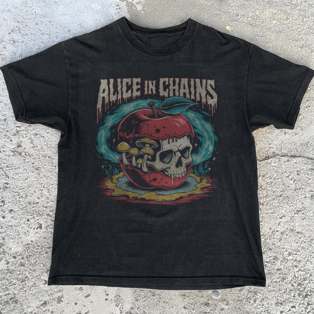 Alice In Chains Apple Zombie Rock Tee Graphic Unisex Black T-shirt Size S-5XL