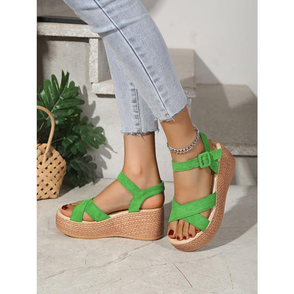 Sandals Women's Muffin Wedge Heel Platform Sandals Suede Women's High Heel Sandals