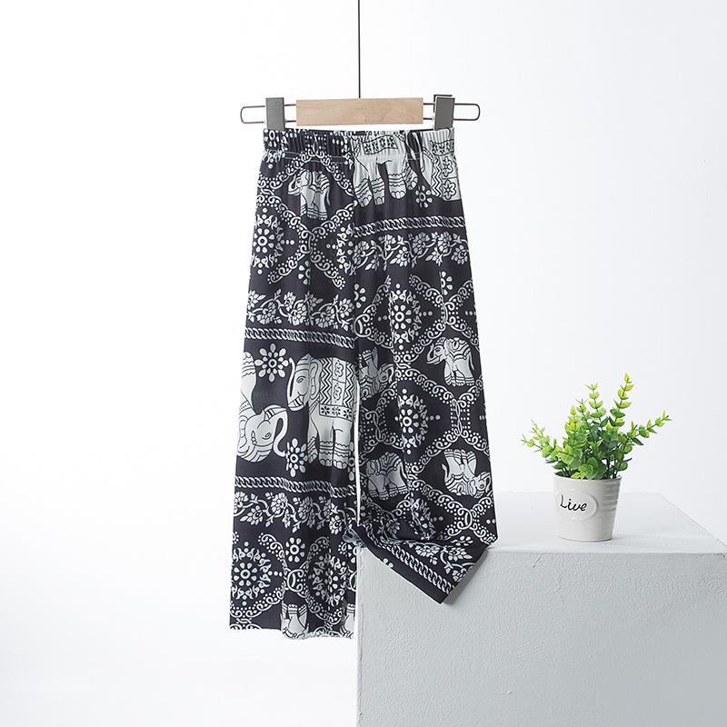 Sommer-Mädchen Mückendichte Weitbein-Eisseidenhose: Leicht, Modal-Stoff, Locker sitzend, Eltern-Kind-Stil.