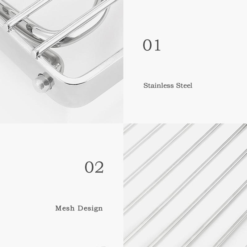 Folding Campfire Grill Stainless Steel Striped Barbecue Grill Holder Portable Stove Stand Bracket for Outdoor Camping