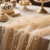 Versatile Table Runner for Holidays Faux Pearl Runner Sheer Tulle Washable Dining Room Elegant Overlay Weddings Holiday Parties Dreamy Decor