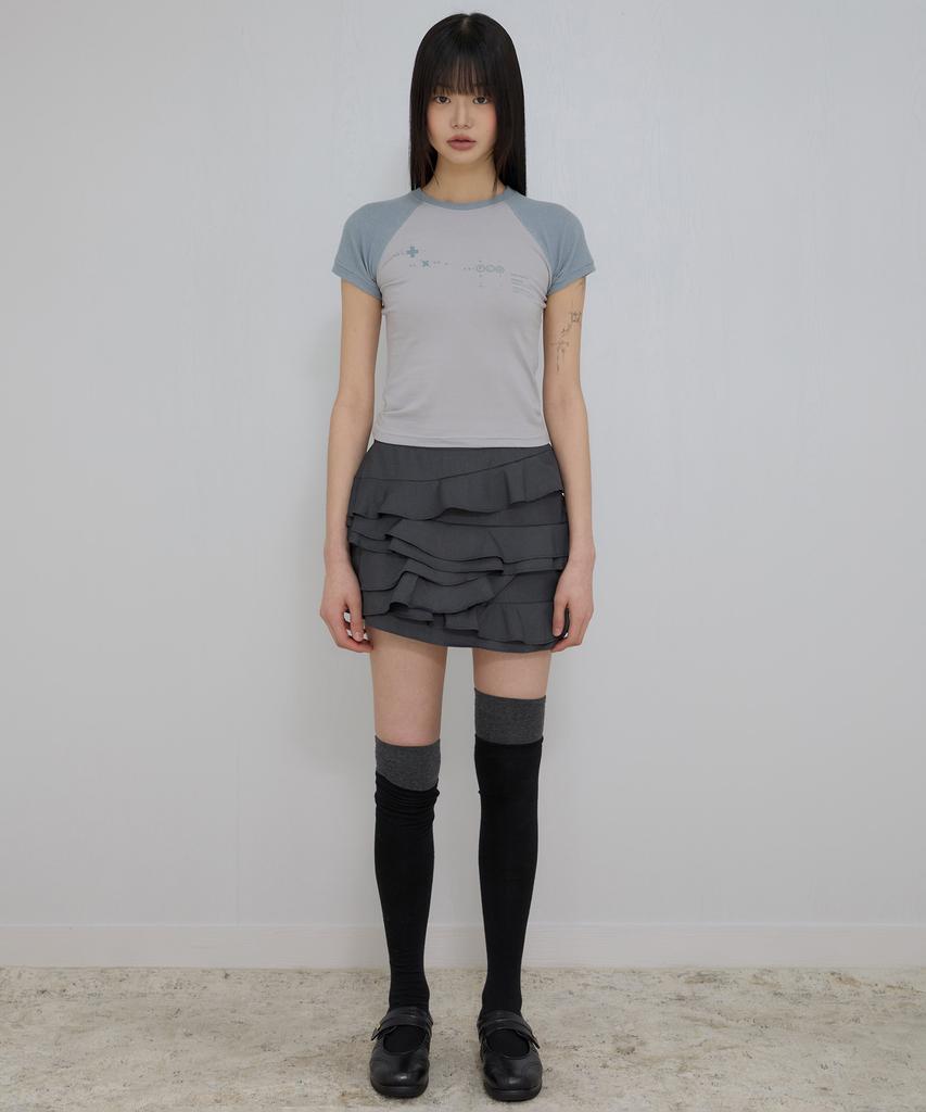 Peulleeoeob Muta Waffle Raglan T-Shirt (Fl-154_Gray&Sky)