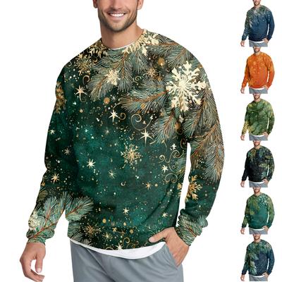 Men's Casual Fashion Printed Round Neck Pullover Sweatshirt