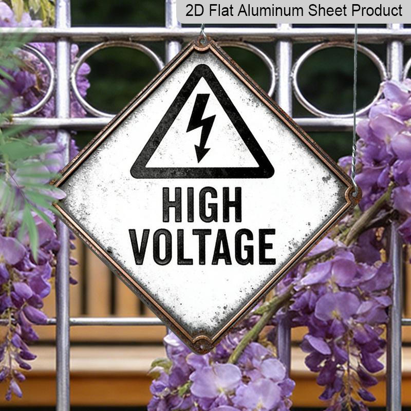 

2D Flat, 1pc, High Voltage Theme, Decorative Gift for Industrial Decor Lovers, Vintage Metal Sign, Suitable for Factory, Power Room, Garage 20*20cm
