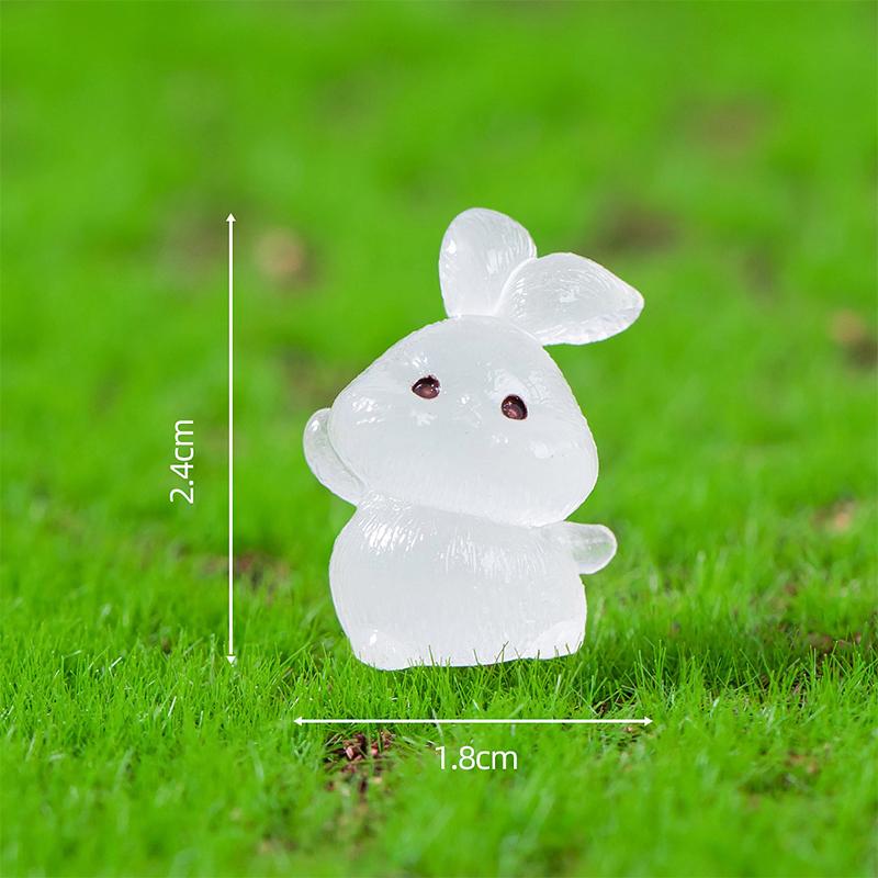 8Pcs Luminous Rabbit Miniature Figurines Fairy Garden Decoration 8 Postures Cute Bunny Home Decor Glow At Night Desk Ornaments