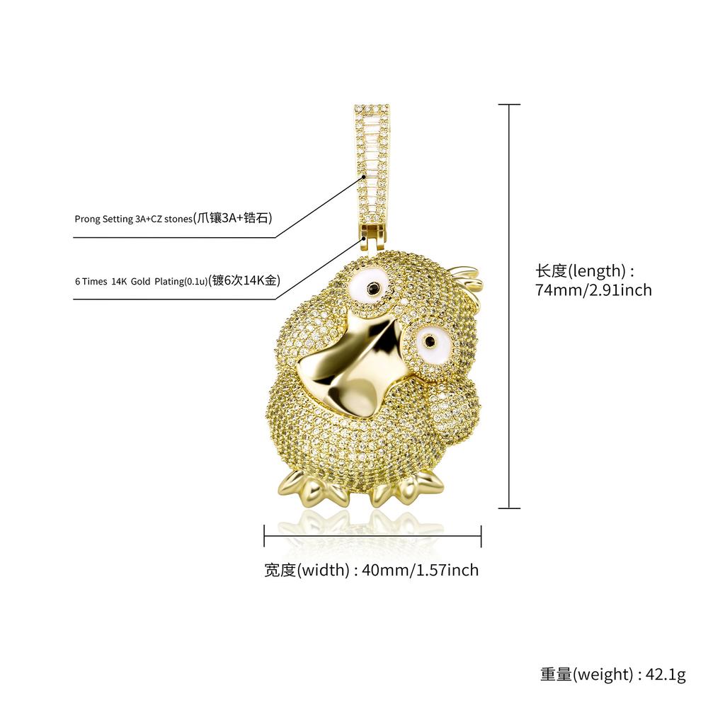 High Quality Animal Accessible Duck Jewelry Pendant with Micro Inlaid Zircon Niche Design Simple Hip-hop Necklace
