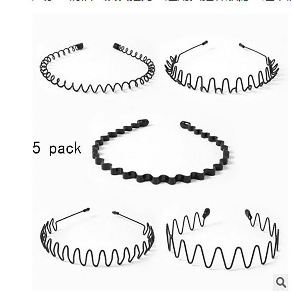 

6 шт. Новый стиль Алисы Унисекс Черный Обруч на голову Повседневный Головной убор Волнистая Повязка на голову Спортивная Металлическая Повязка для волос A