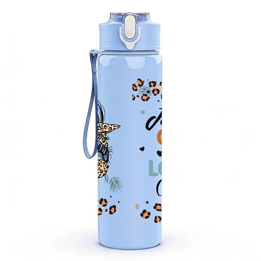 1PC Just A Girl Who Loves Coffee Quote 750ml Color Plastic Sports Water Bottle Leakproof Flip Straw Lid Suitable for Sports Office Home Use