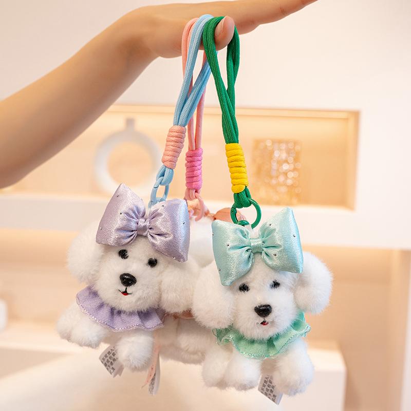 13cm Creative Realistic Teddy Dog Plush Pendant Lucky Simulation Dog Plush Toys Handmade Key Chain Toy Plush Stuffed Animals
