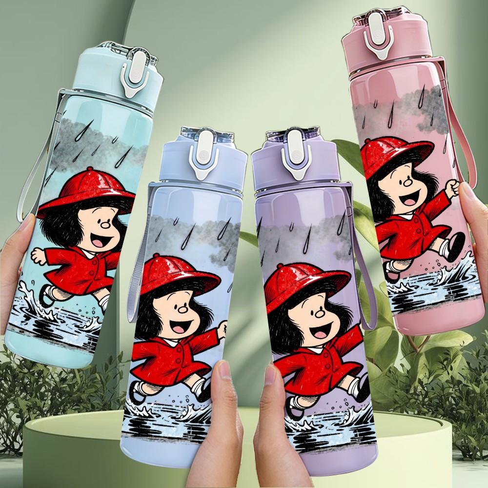 1PC Little Red Riding Hood Folk Cartoon 750ml Color Plastic Sports Water Bottle Leakproof Flip Straw Lid Suitable for Sports Office Home Use