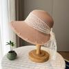 New Straw Hat Women's Big Eaves Seaside Sunshade Sunscreen Beach Hat Fashion Lace Bow Sun Hat