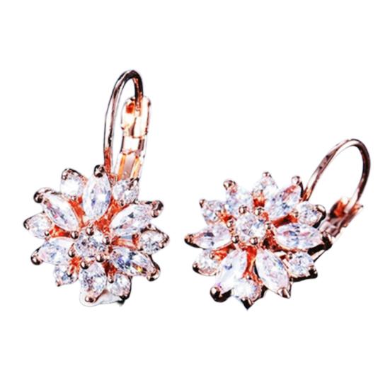 Cubic Zirconia innlagt solsikke dingle leverback øredobber Chic Lady smykker gave
