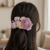 Korean Style Flower Banana Clip Resin Women Ponytail Holder Purple Mesh Vertical Clip  Hair Clip