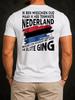 Slanted Dutch Nederland with Bold Text Rough Red Blue Brush Stripes and Angled Quote Layout  Unisex  Unisex All T-Shirt