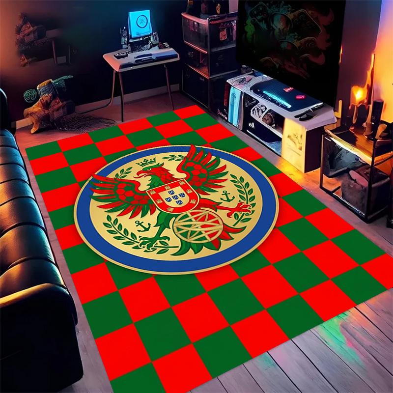 Royal Emblem Checkerboard Background carpet Living room and bedroom mats Suitable for all seasons Doormat Protective pad Fashion