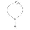 Fashion Sense Cross Alloy Pendant Necklace Gemstone Beaded Collar Chain