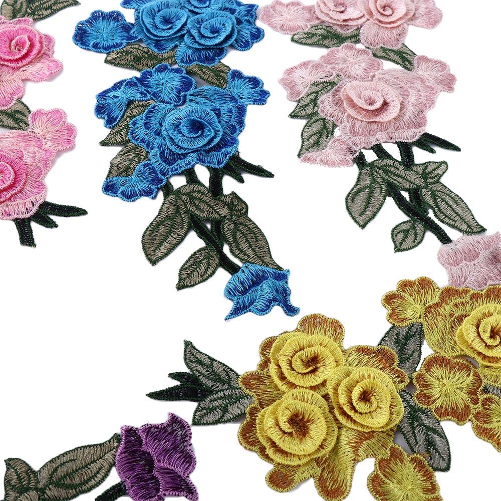 Polyester DIY Embroidered Jeans Decor Applique 3D Flower Patch