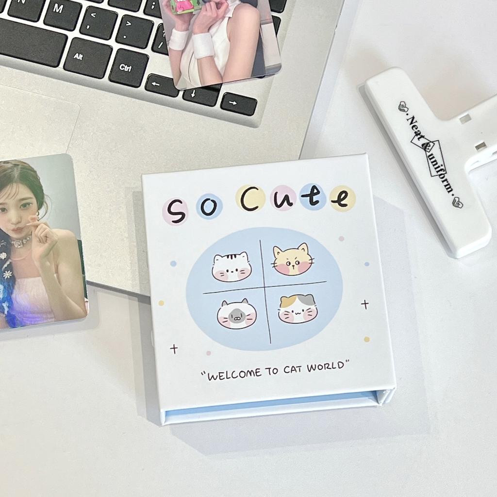 Kawaii 1/2/3 Inch Puppy Cat Magnetic Kpop Pocards with 10 Sleeves Binder Idol Card Po Album Collect Book School Stationery