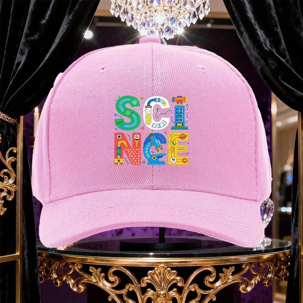 Colorful Science Print Baseball Cap Unisex Adjustable Polyester Curved Brim Casual Outdoor Hat