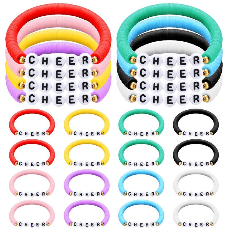 

Colorful Cheerleading Elastic Bracelet with Polymer Clay Beads