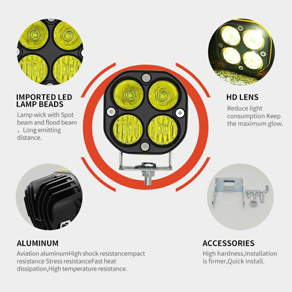D1-1 3 Inch Square LED Work Light 40W Car Driving Fog Lamp for Off Road Vehicle Front Bumper Light