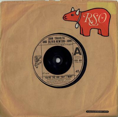 7 collu plate JOHN TRAVOLTA & OLIVIA NEWTON-JOHN - You're The One That I Want RSO006 RSO 1978 UK Pop Lietots