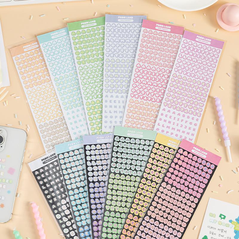 1PC Cartoon Round Font Colorful Laser Letter Stickers Candy Colored Alphabet DIY Journal Decor Stickers
