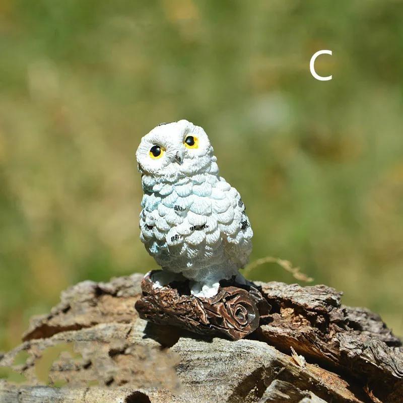 Mini Owl Branch Garden Ornaments Resin Crafts Fairy Garden Dollhouse  Moss Micro Landscape Bonsai Decorative DIY