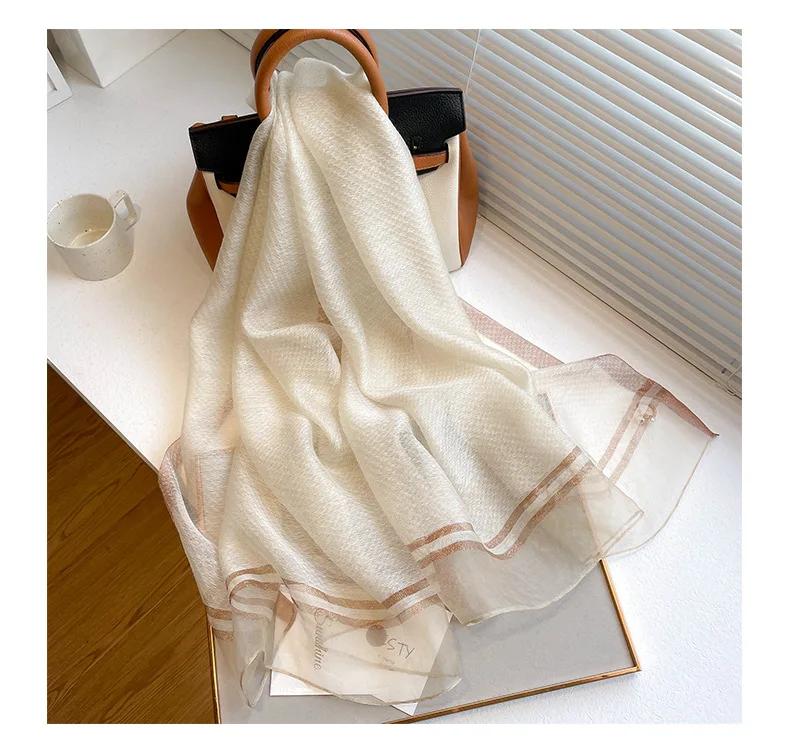 Four Season Silk Wool Scarf Women Hijab Plaid Pashmina Shawls And Wrap Luxury  Bandana Bufanda Blanket Scarves